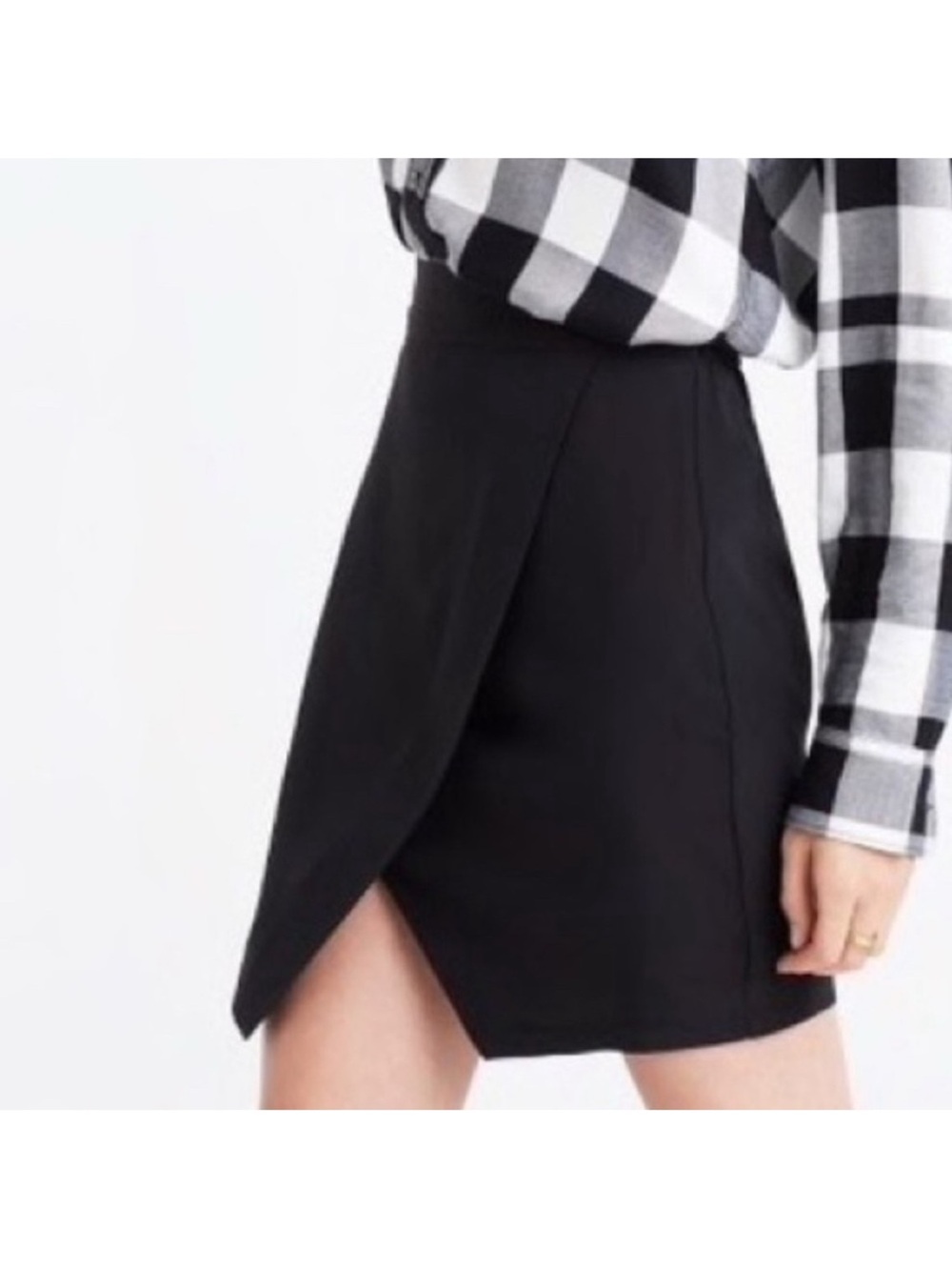 Madewell Faux Wrap Black Mini Skirt Size XS